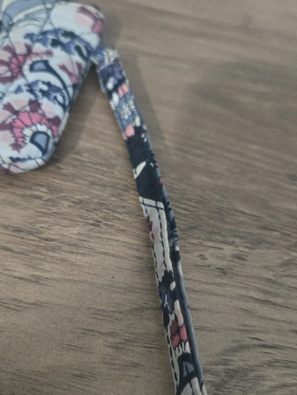 Vera Bradley Navy Floral Quilted Wristlet with Pink Accents